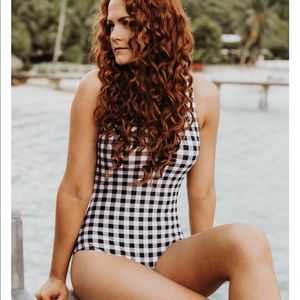 Coral Reef Swim black and white gingham swimsuit